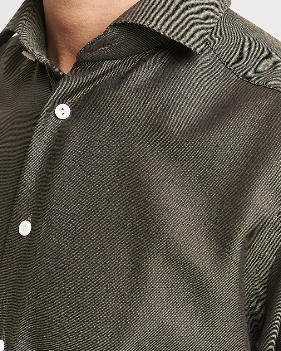 Men | Shirts | Eton | Slim Fit Merino Shirt Dark Brown