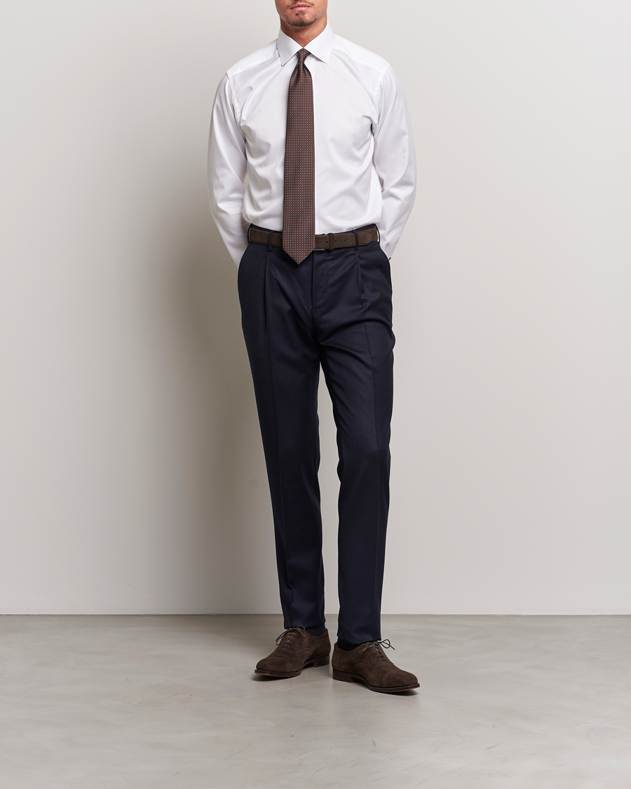 Men | Shirts | Eton | Slim Fit Signature Twill Contrast Shirt White