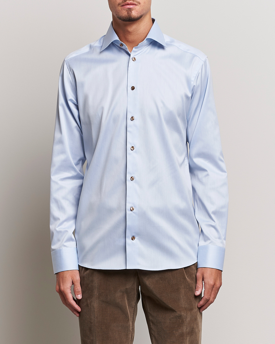 Men |  | Eton | Slim Fit Signature Twill Contrast Shirt Blue