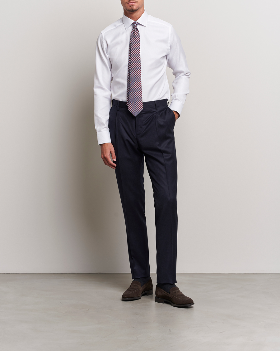 Men | Shirts | Eton | Slim Fit Royal Dobby Contrast Shirt White