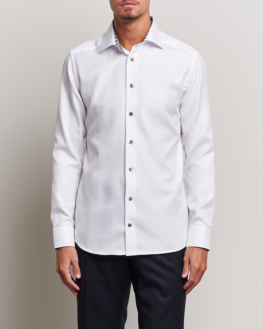Men | Eton | Eton | Slim Fit Royal Dobby Contrast Shirt White