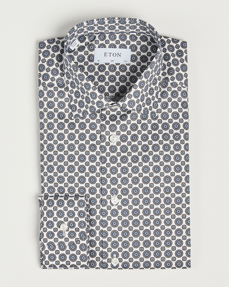 Men | Shirts | Eton | Slim Fit Signature Twill Printed Shirt Brown