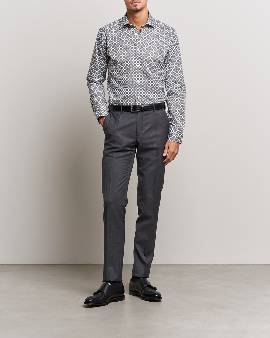 Men | Shirts | Eton | Slim Fit Signature Twill Printed Shirt Brown