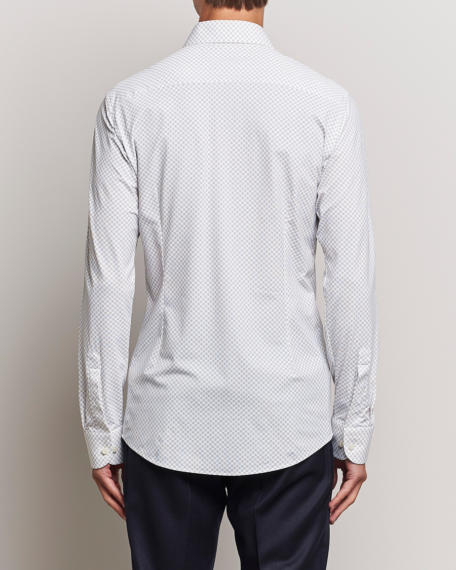 Men | Shirts | Eton | Slim Fit Four Way Stretch Printed Shirt Beige
