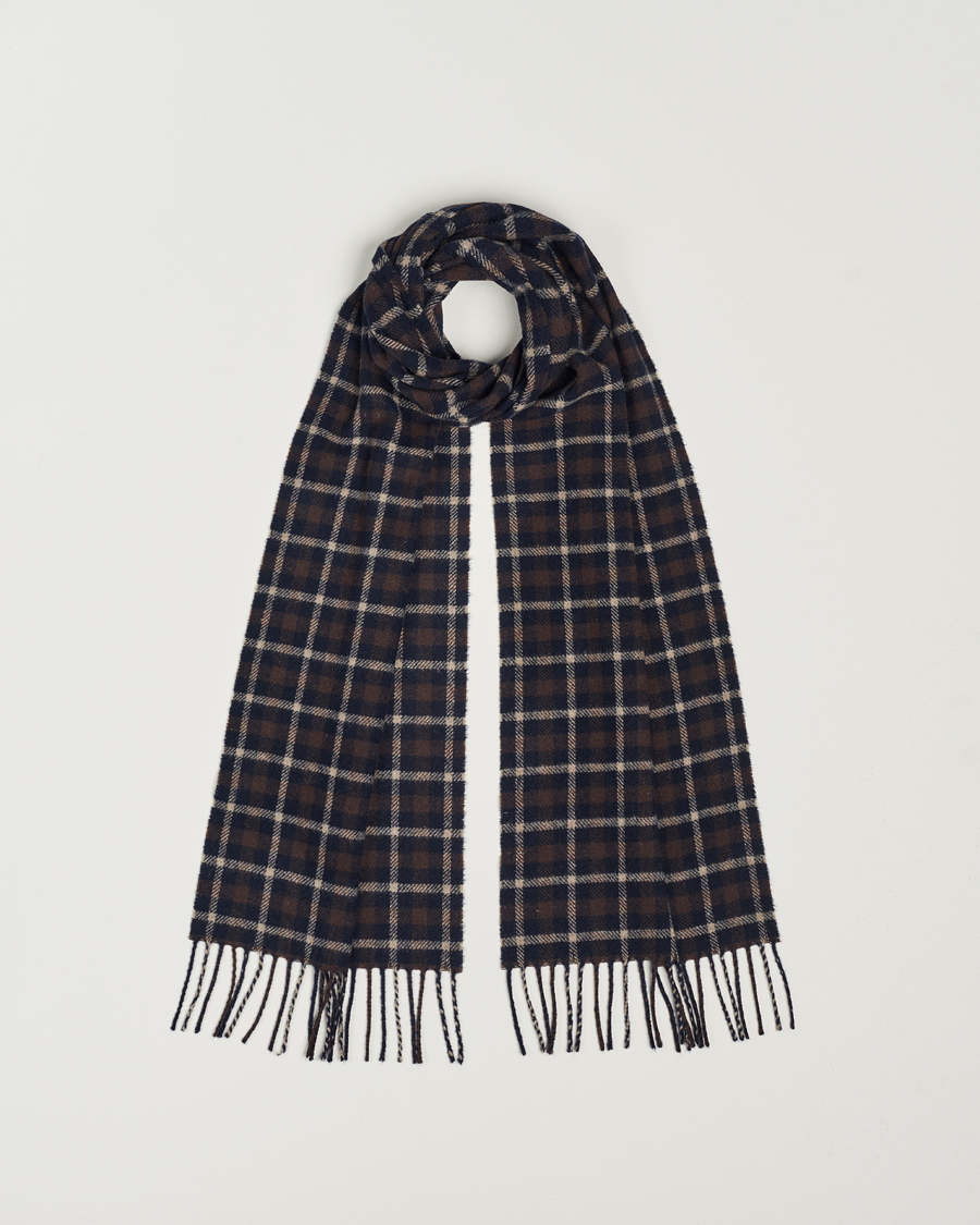 Men | Eton Checked Wool Scarf Dark Brown | Eton | Checked Wool Scarf Dark Brown