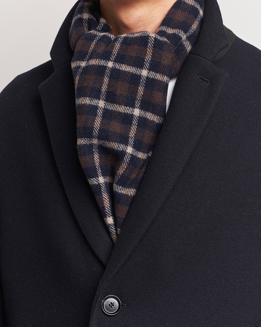Men | Wardrobe basics | Eton | Checked Wool Scarf Dark Brown