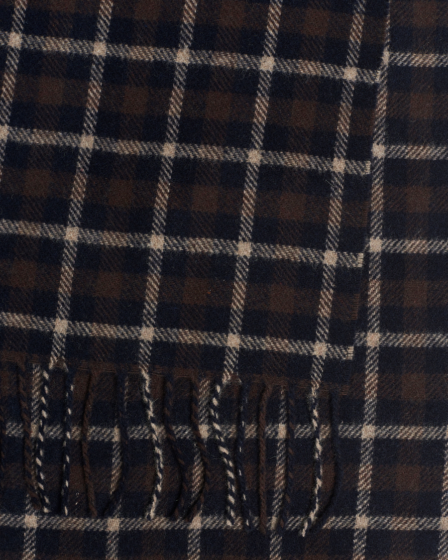 Men | Eton Checked Wool Scarf Dark Brown | Eton | Checked Wool Scarf Dark Brown