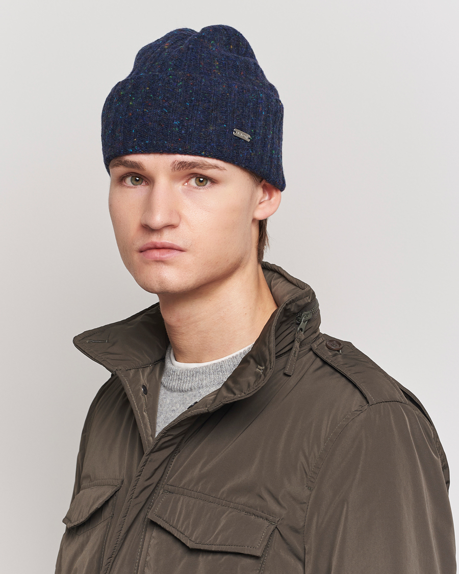Men | Eton Wool Blend Donegal Beanie Navy Blue | Eton | Wool Blend Donegal Beanie Navy Blue