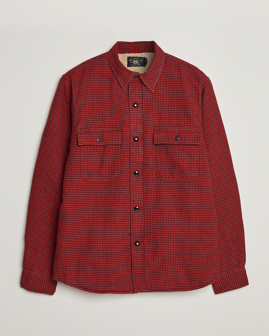 Men | RRL | RRL | Vermont Shearling Lined Shirt Jacket Red/Black
