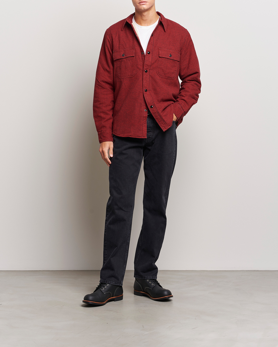 Men | Coats & Jackets | RRL | Vermont Shearling Lined Shirt Jacket Red/Black