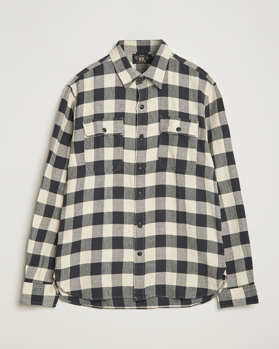 RRL Matlock Plaid Overshirt Black/Cream at CareOfCarl.com