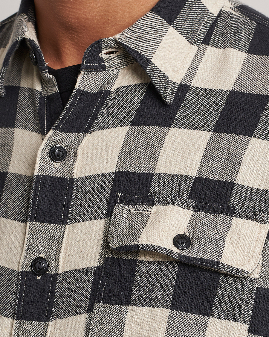 RRL Matlock Plaid Overshirt Black/Cream at CareOfCarl.com
