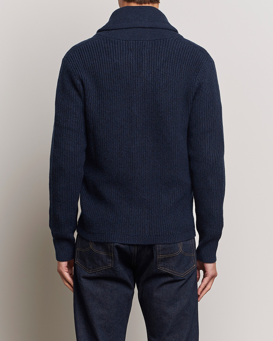 Men | Sweaters & Knitwear | RRL | Recycled Cashmere Shawl Cardigan Navy Heather
