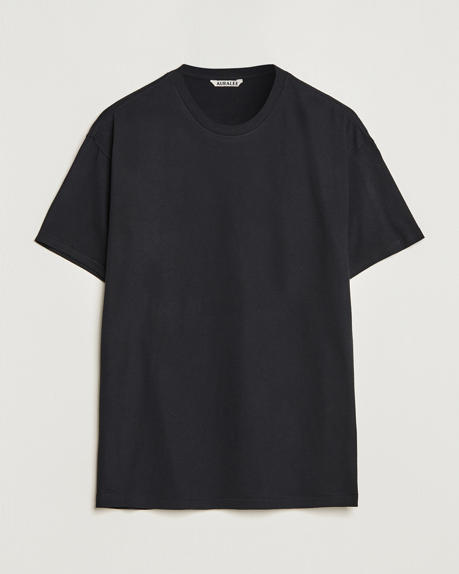 Men | T-Shirts | Auralee | Seamless Crew Neck T-Shirt Black