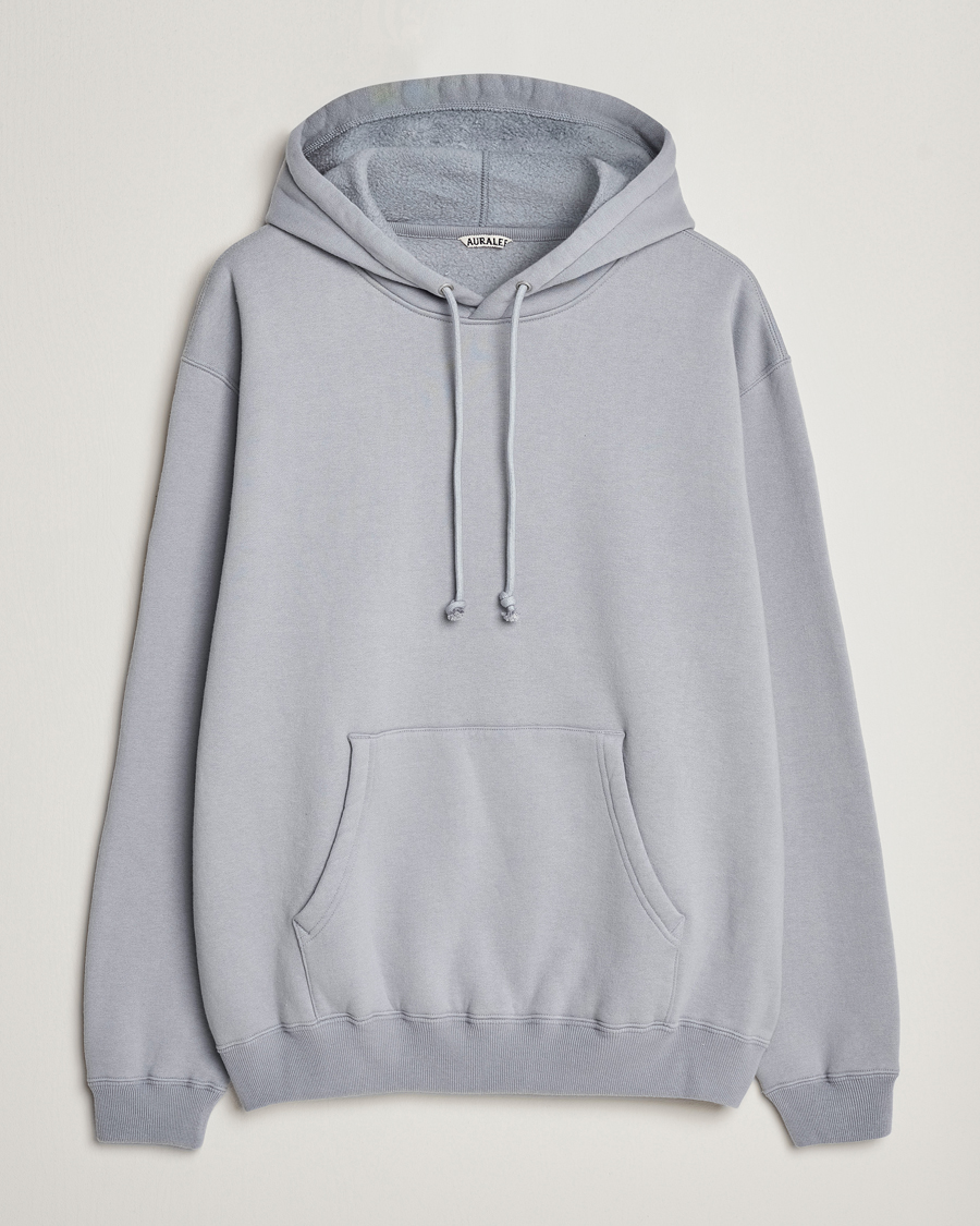 Men | Hooded Sweatshirts | Auralee | Smooth Soft Sweat Hoodie Blue Gray