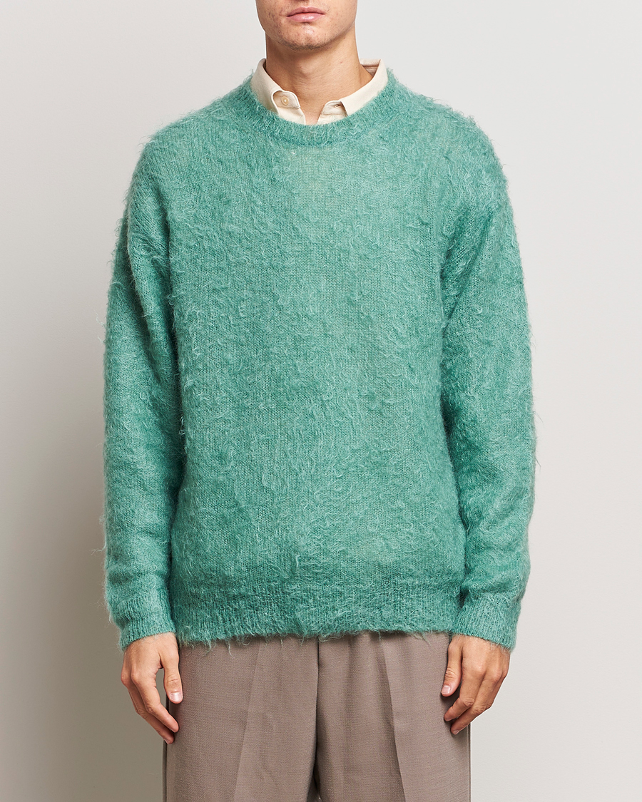 Men | Sweaters & Knitwear | Auralee | Brushed Mohair Pullover Jade Green