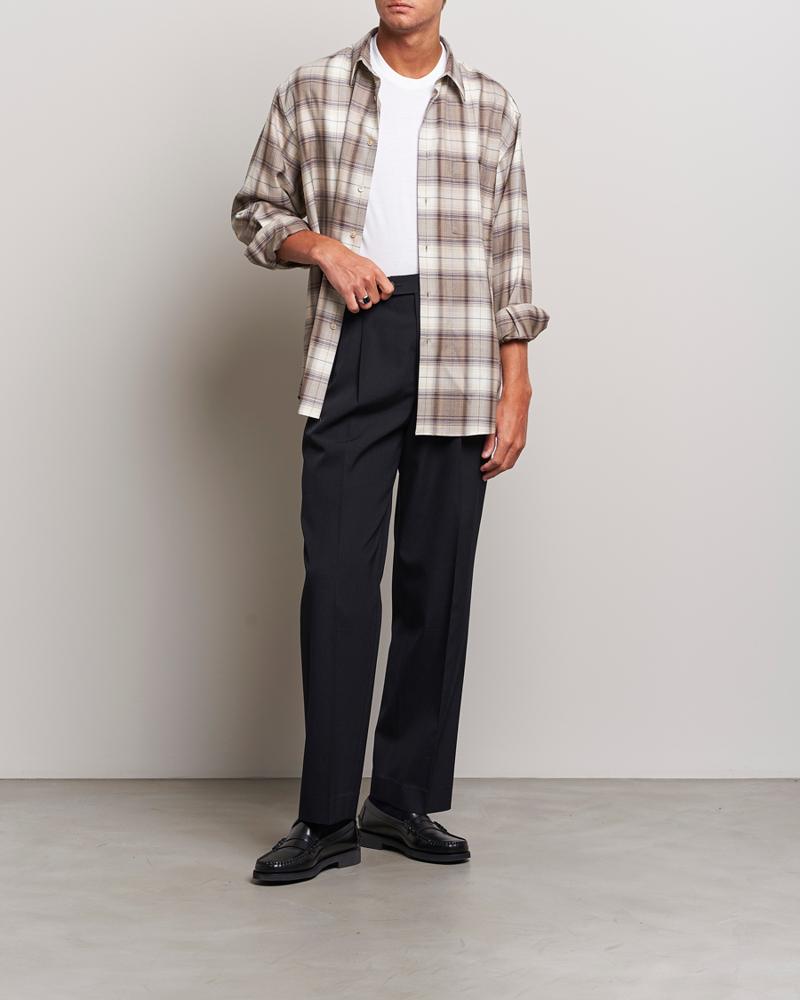 Men | Shirts | Auralee | Super Light Wool Shirt Brown Check