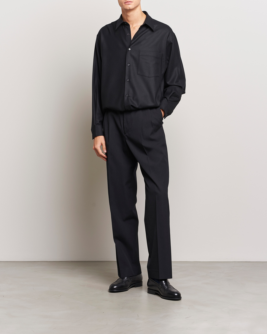 Men | Shirts | Auralee | Super Light Wool Shirt Black
