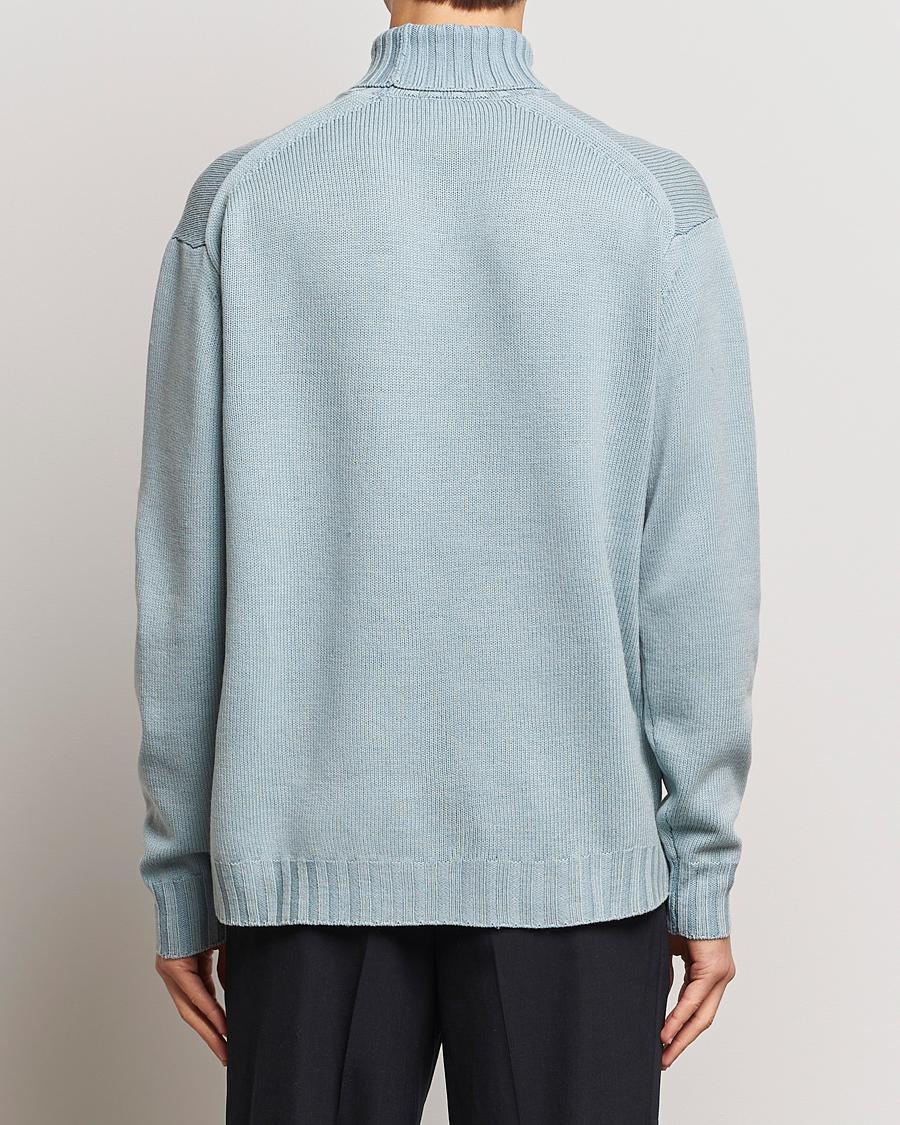 Men | Sweaters & Knitwear | Auralee | Washed French Merino Rollneck Light Blue