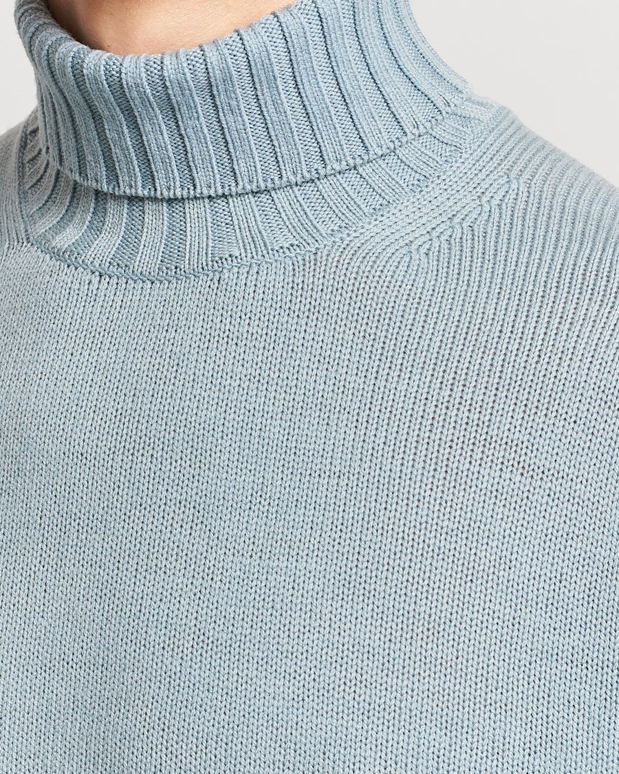 Men | Sweaters & Knitwear | Auralee | Washed French Merino Rollneck Light Blue
