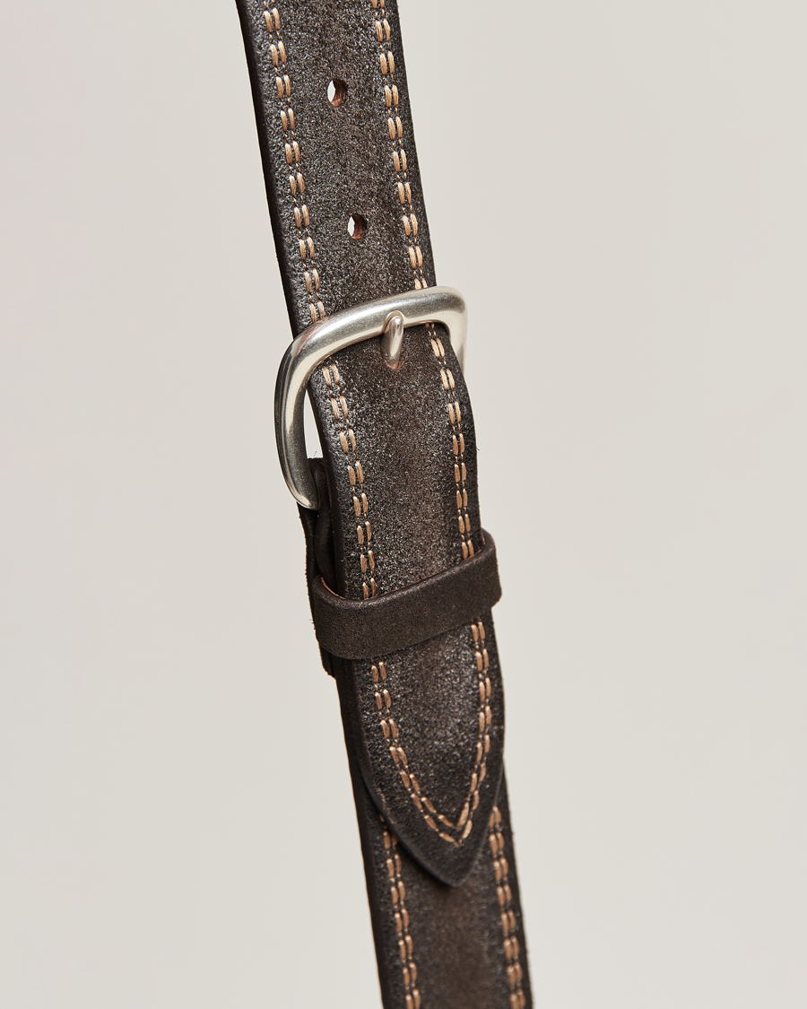 Men | Orciani Suede Stitched Belt 3,5 cm Dark Brown | Orciani | Suede Stitched Belt 3,5 cm Dark Brown