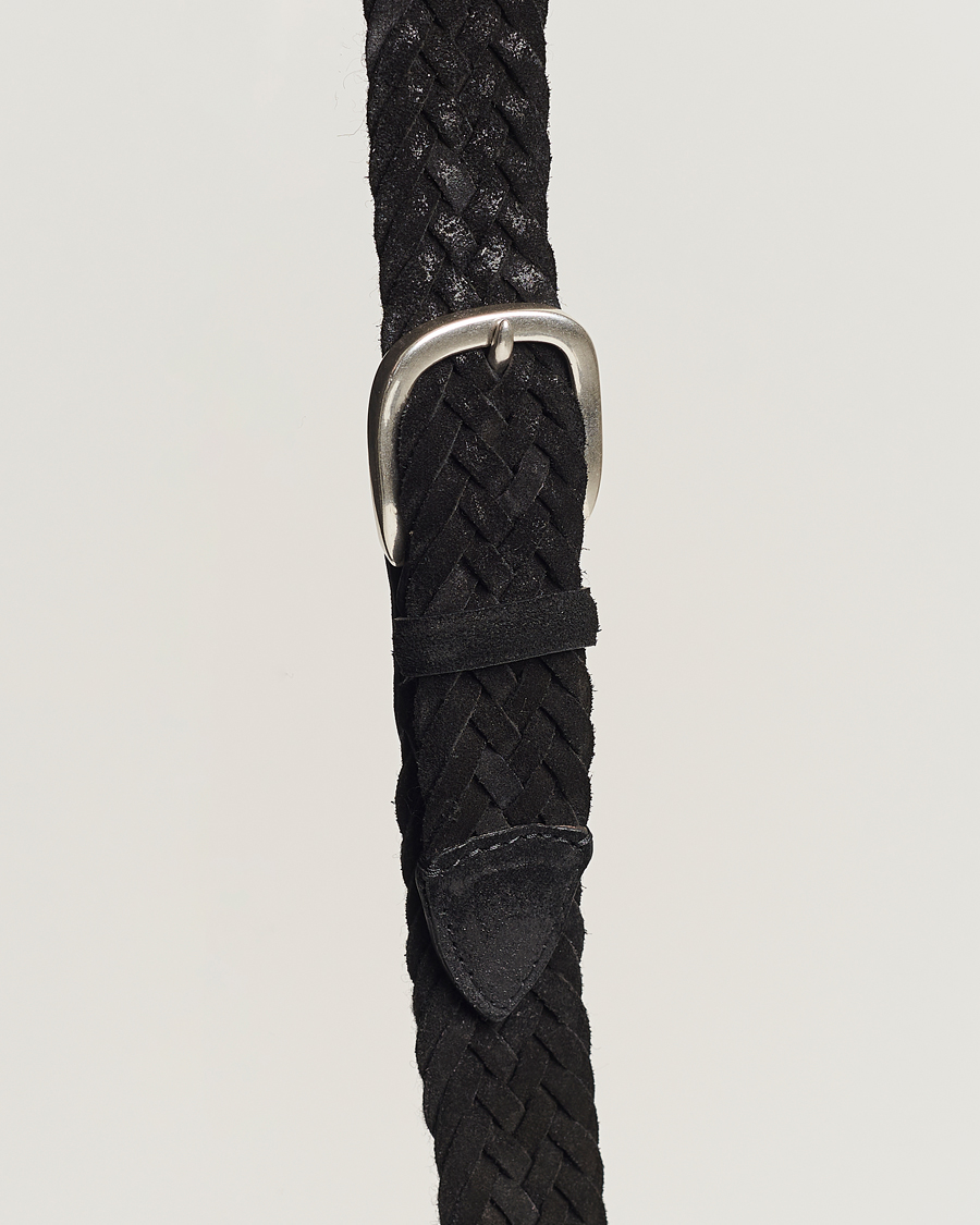 Men | Orciani Braided Suede Belt 3,5 cm Black | Orciani | Braided Suede Belt 3,5 cm Black
