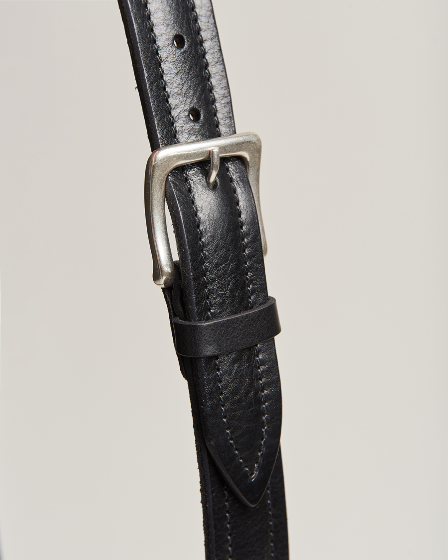 Men | Orciani Vachetta Stitched Belt 3,5 cm Black | Orciani | Vachetta Stitched Belt 3,5 cm Black