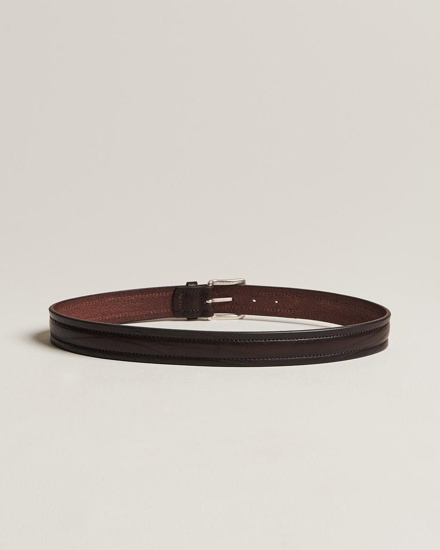 Men |  | Orciani | Vachetta Stitched Belt 3,5 cm Dark Brown