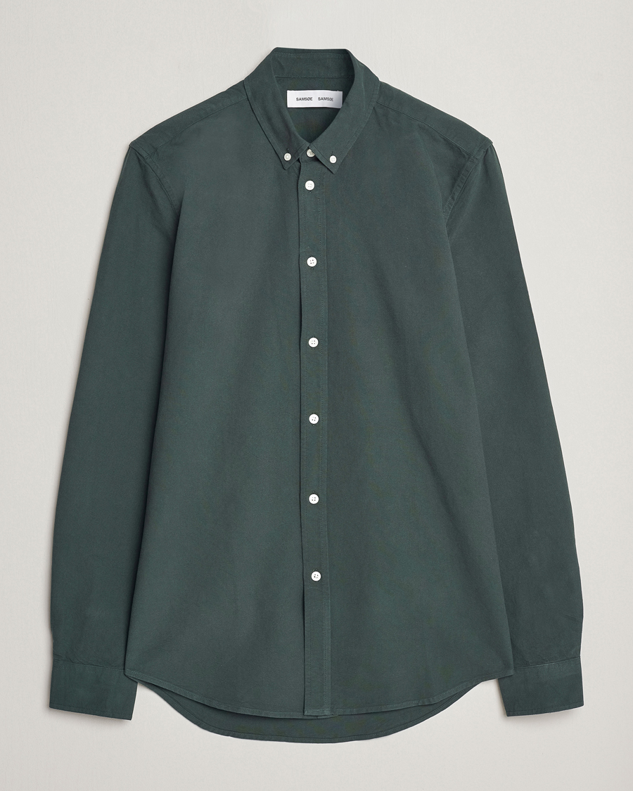 Men | Shirts | Samsøe & Samsøe | Liam Striped Button Down Shirt  Darkest Spruce
