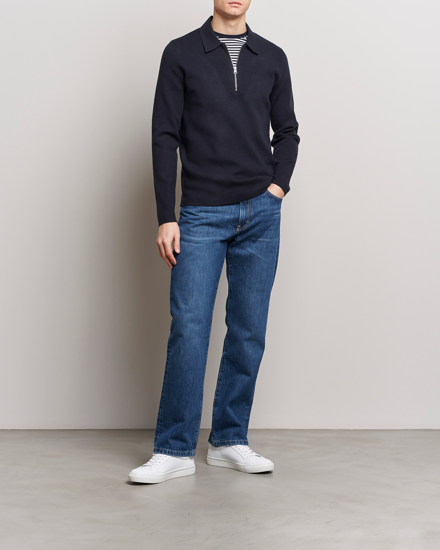 Men | Sweaters & Knitwear | Samsøe Samsøe | Guna Half Zip Sky Captain