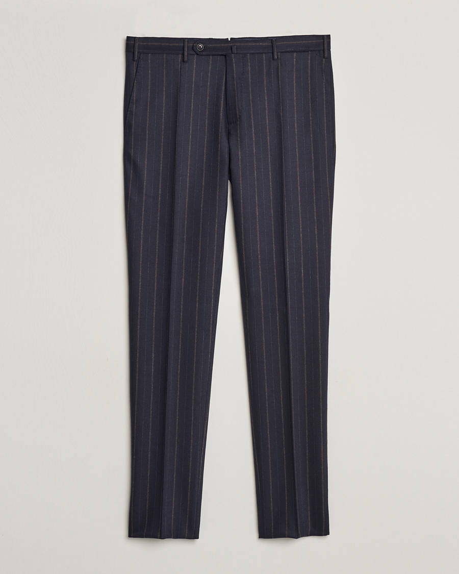 Men | Slowear | Incotex | Wool/Cashmere Stretch Pinstripe Trousers Navy
