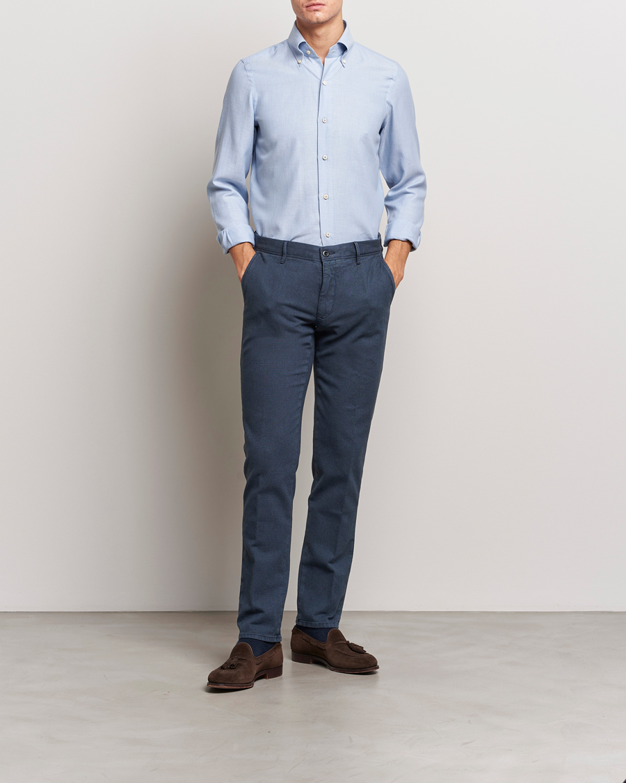Men | Trousers | Incotex | Slim Fit Overdyed Microstructure Slacks Dark Blue
