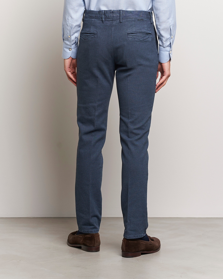 Men | Trousers | Incotex | Slim Fit Overdyed Microstructure Slacks Dark Blue