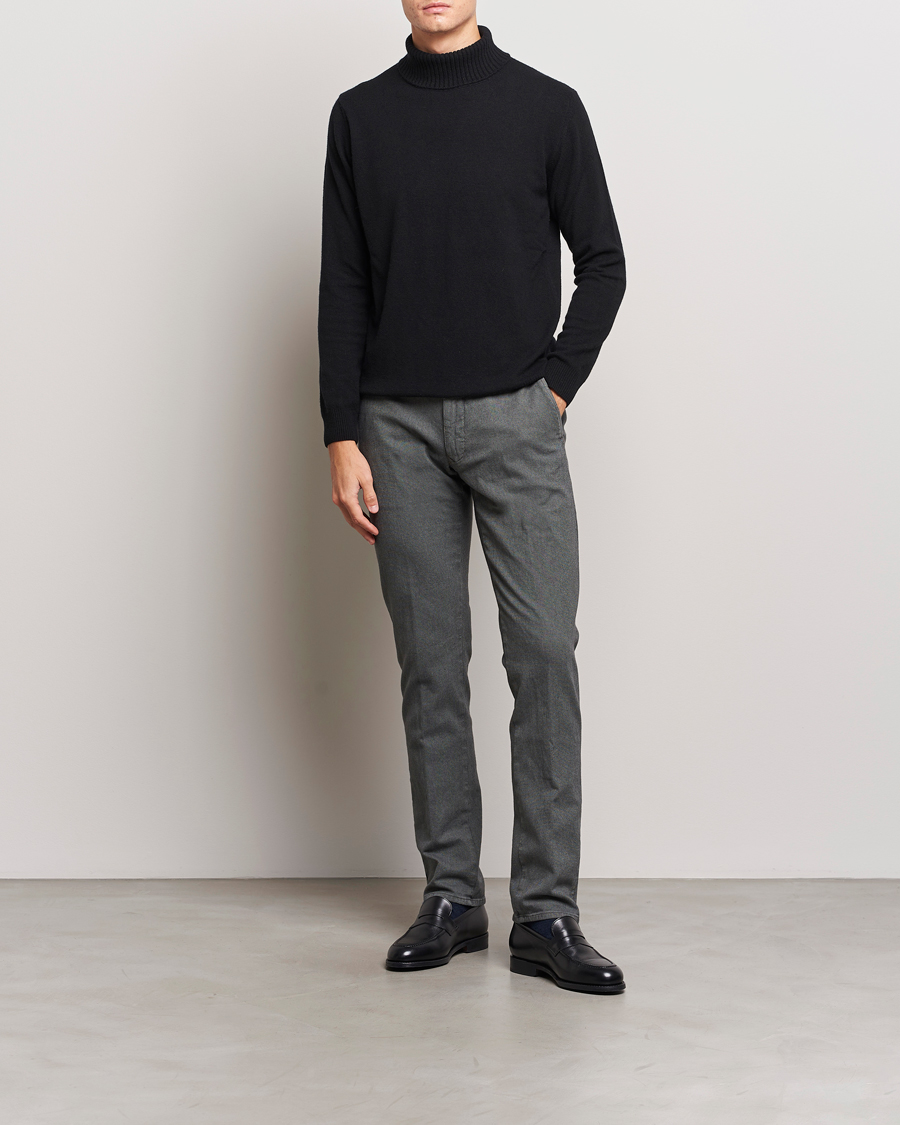 Men | Trousers | Incotex | Slim Fit Overdyed Microstructure Slacks Dark Grey