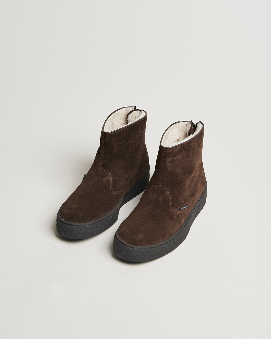Men | Boots | Sanders | Sherling Lined Suede Curling Boot Chocolate
