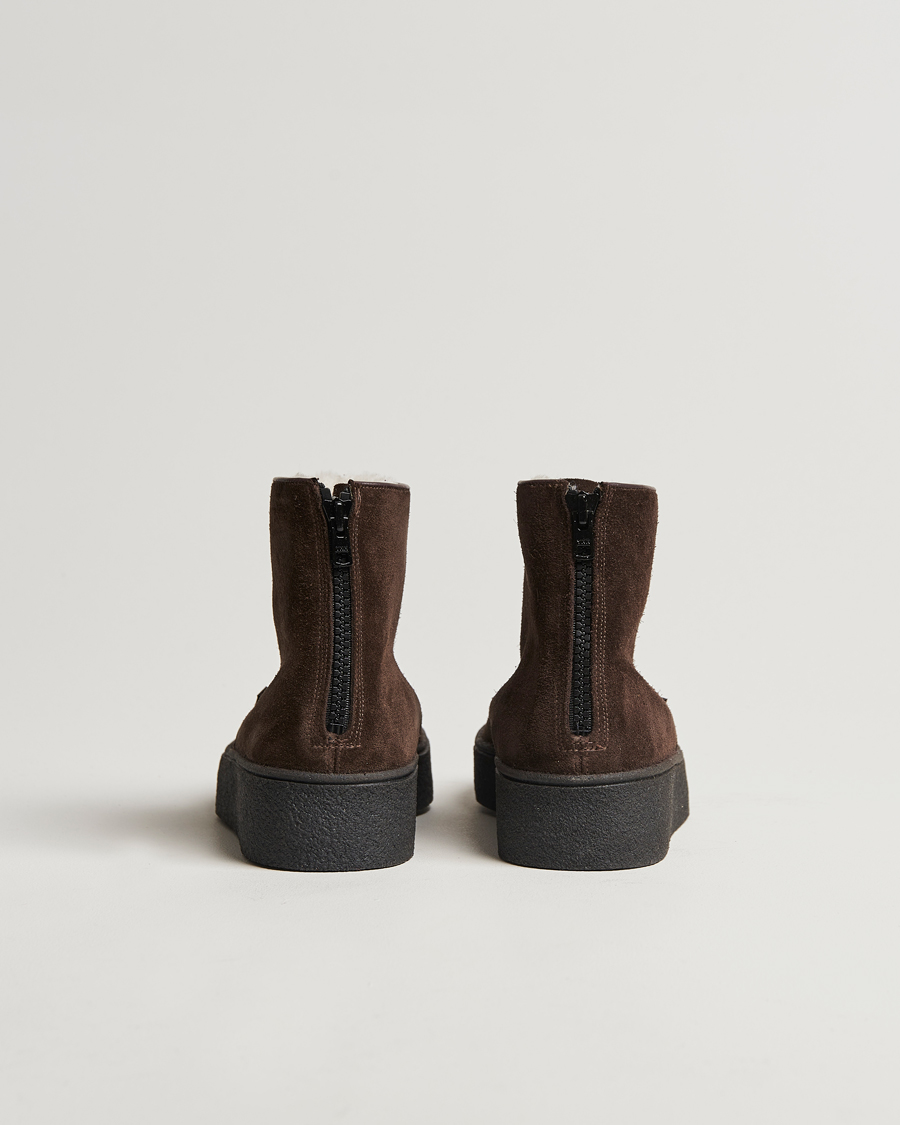 Men | Boots | Sanders | Sherling Lined Suede Curling Boot Chocolate