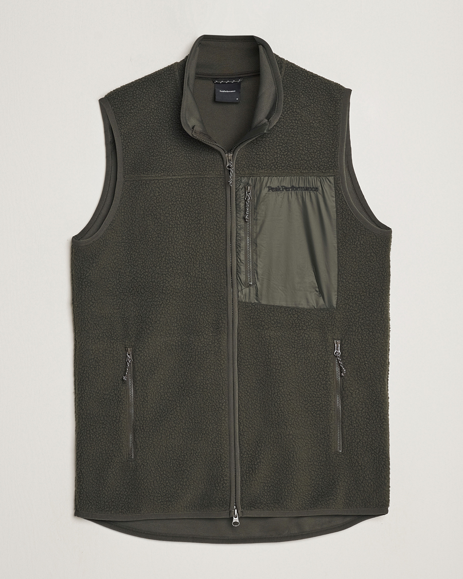 Men | Fleece vests | Peak Performance | Pile Vest Olive Extreme