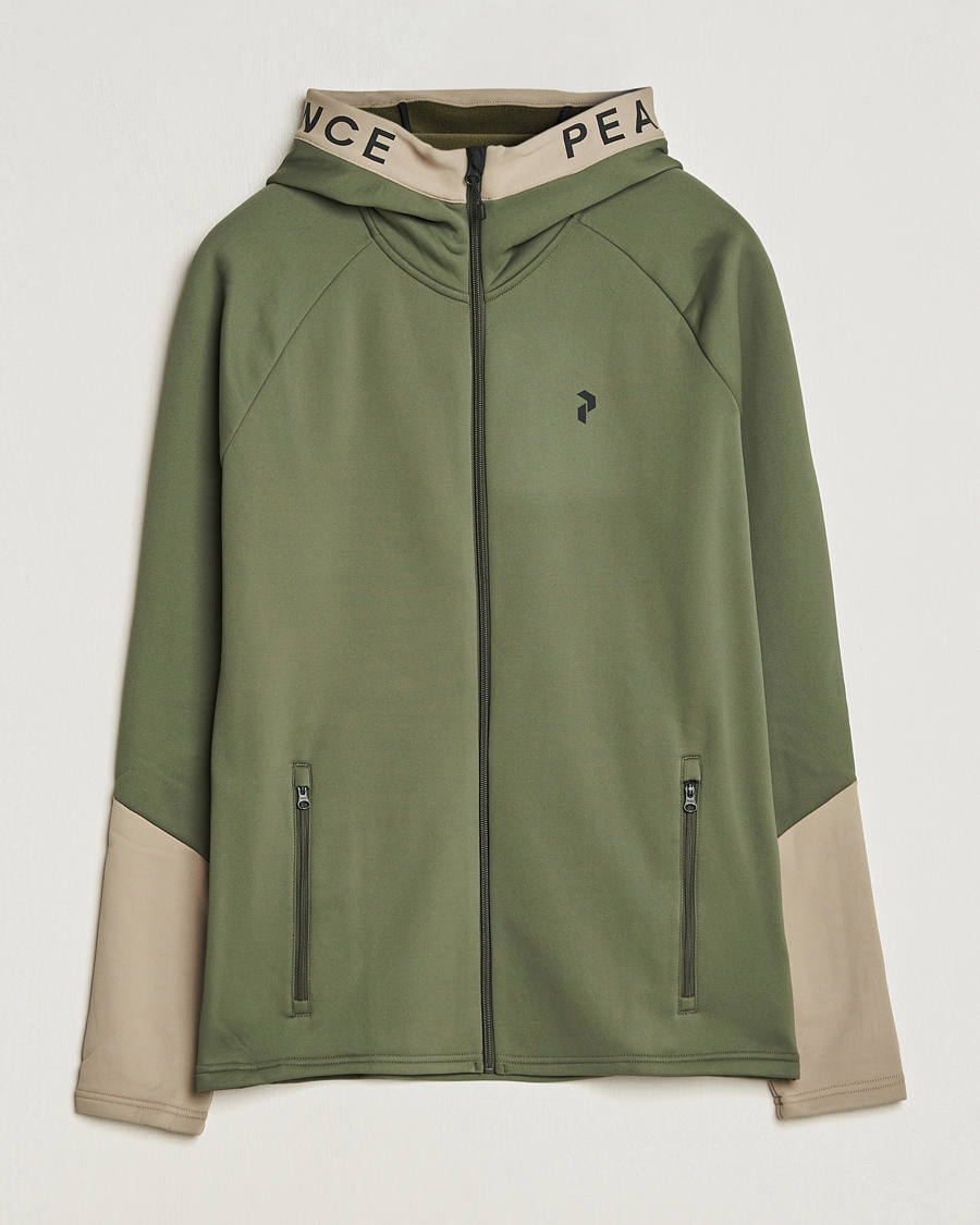 Men | Sweaters & Knitwear | Peak Performance | Rider Hooded Full Zip Pine Needle/Avid Beige