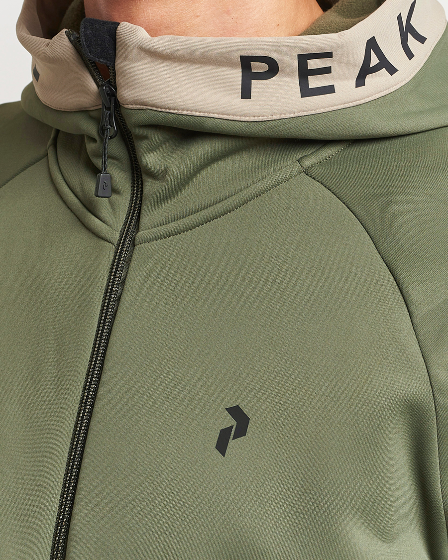 Men | Sweaters & Knitwear | Peak Performance | Rider Hooded Full Zip Pine Needle/Avid Beige