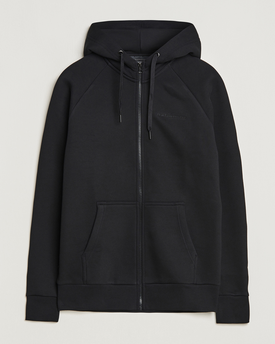 Men | Sweaters & Knitwear | Peak Performance | Original Logo Full Zip Hoodie Black