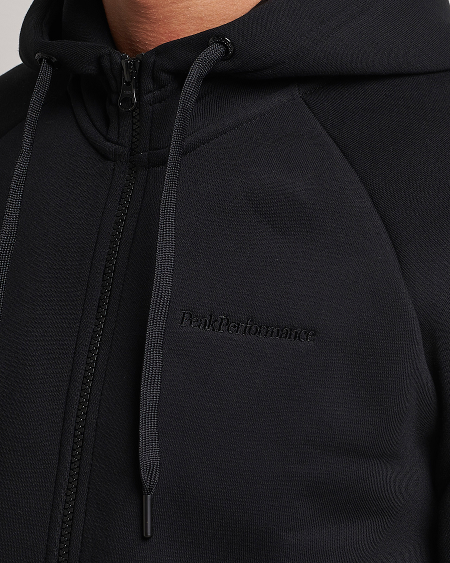 Men | Sweaters & Knitwear | Peak Performance | Original Logo Full Zip Hoodie Black