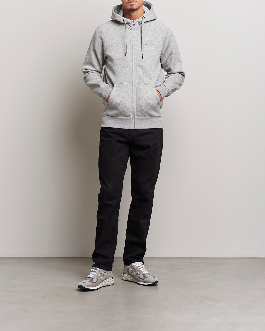 Men | Sweaters & Knitwear | Peak Performance | Original Logo Full Zip Hoodie Grey Melange