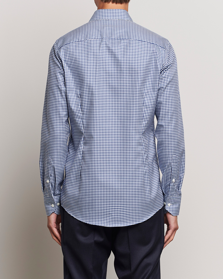 Men | Shirts | Stenströms | Slimline Mini Check Cut Away Shirt Blue