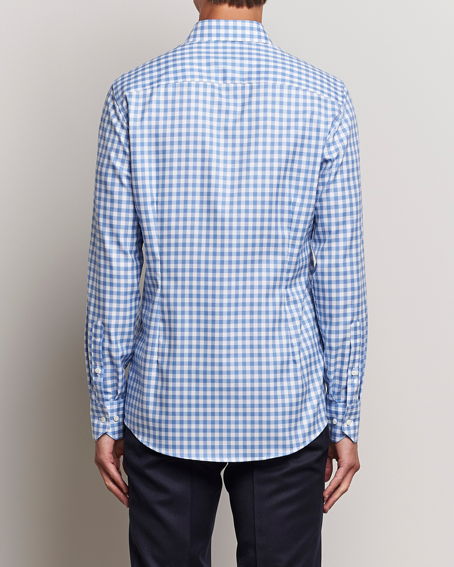Men | Shirts | Stenströms | Slimline Check Cut Away Shirt Light Blue