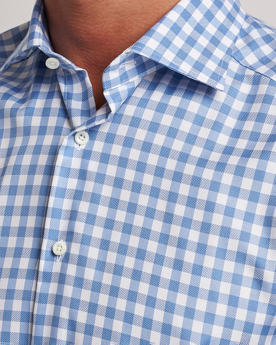 Men | Shirts | Stenströms | Slimline Check Cut Away Shirt Light Blue