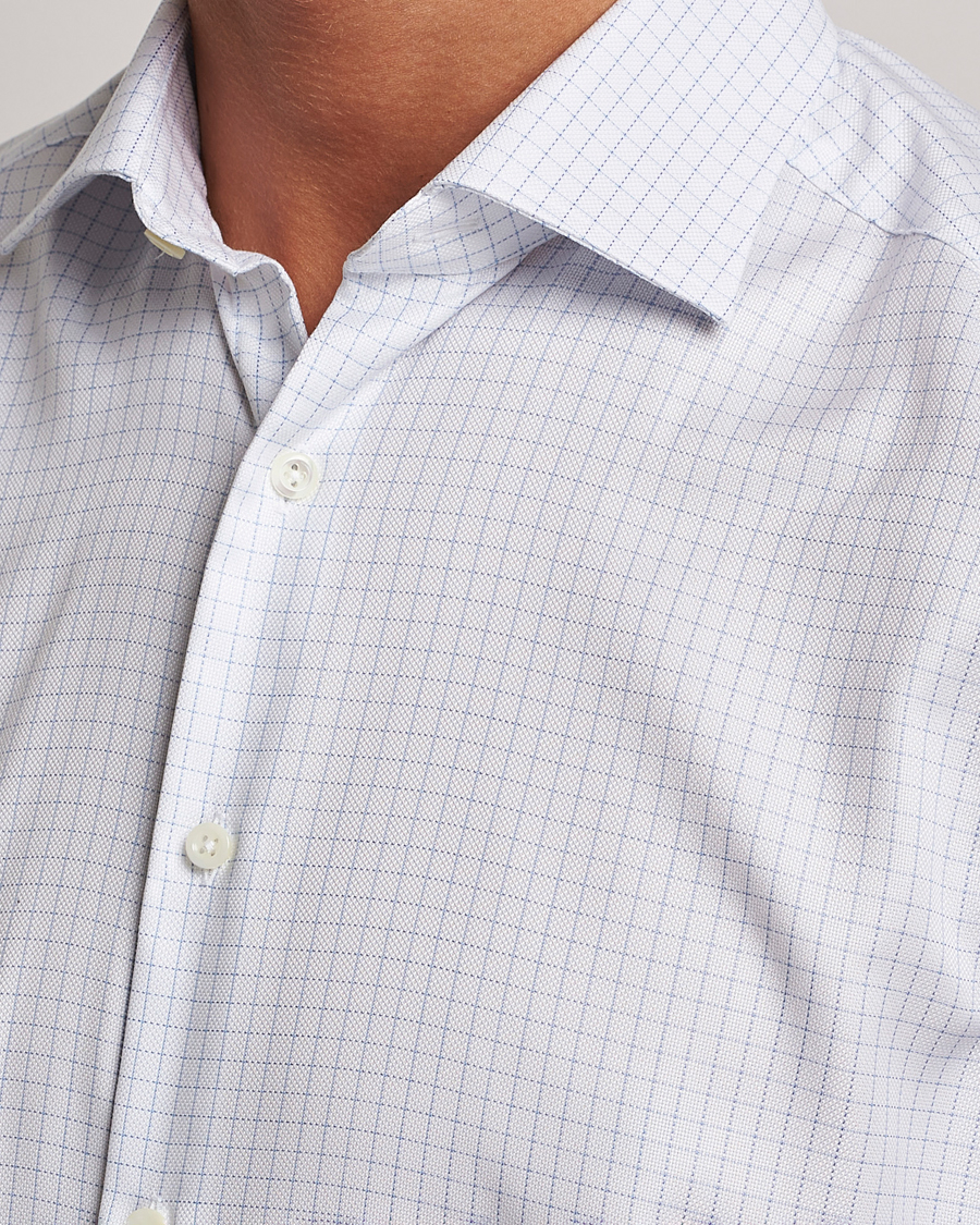 Men | Shirts | Stenströms | Slimline Thin Check Cut Away Shirt White