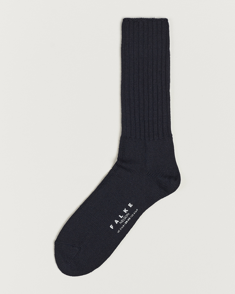 Men | Underwear & Socks | Falke | Nelson Wool Boot Sock Dark Navy