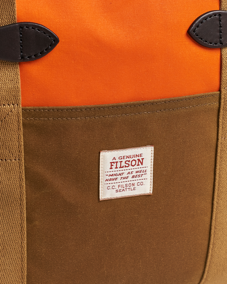 Men | Filson Tin Cloth Tote Bag Dark Tan/Flame | Filson | Tin Cloth Tote Bag Dark Tan/Flame