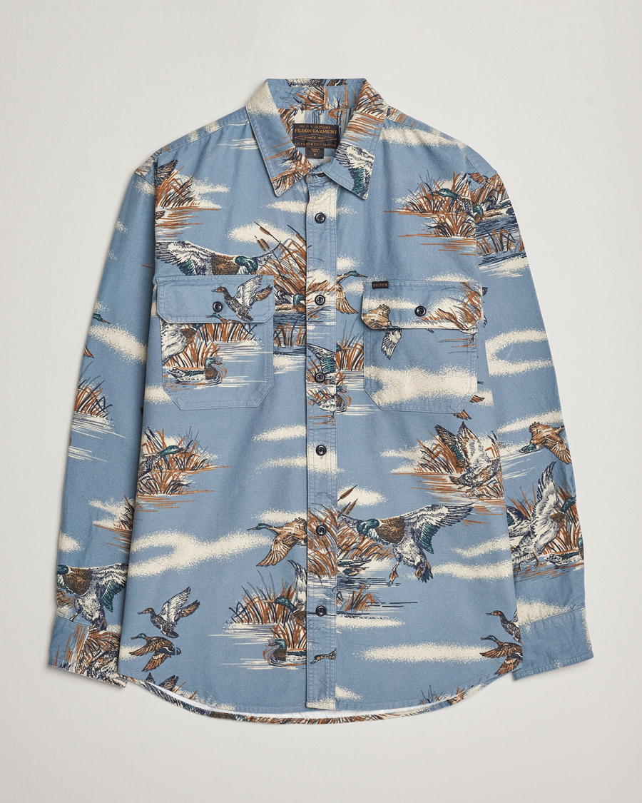 Men | Shirts | Filson | Field Flannel Shirt Marsh Scenic/Blue