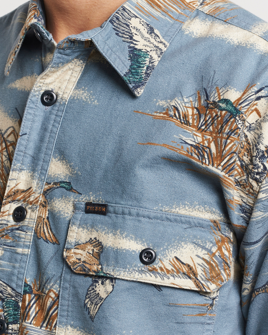 Men | Shirts | Filson | Field Flannel Shirt Marsh Scenic/Blue